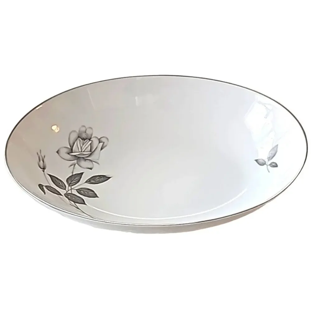 Queens Royal Fine China Japan Vintage Black Rose Pattern Serving Dish 10